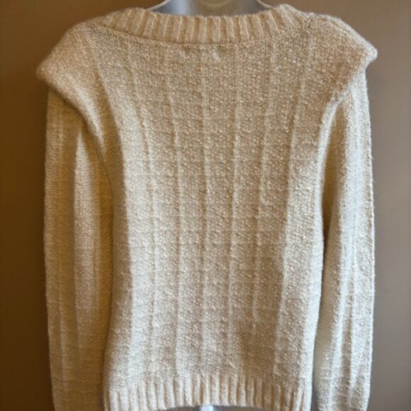 NWOT Evereve Cream Gold Flecked Sweater M Medium - Picture 3 of 3